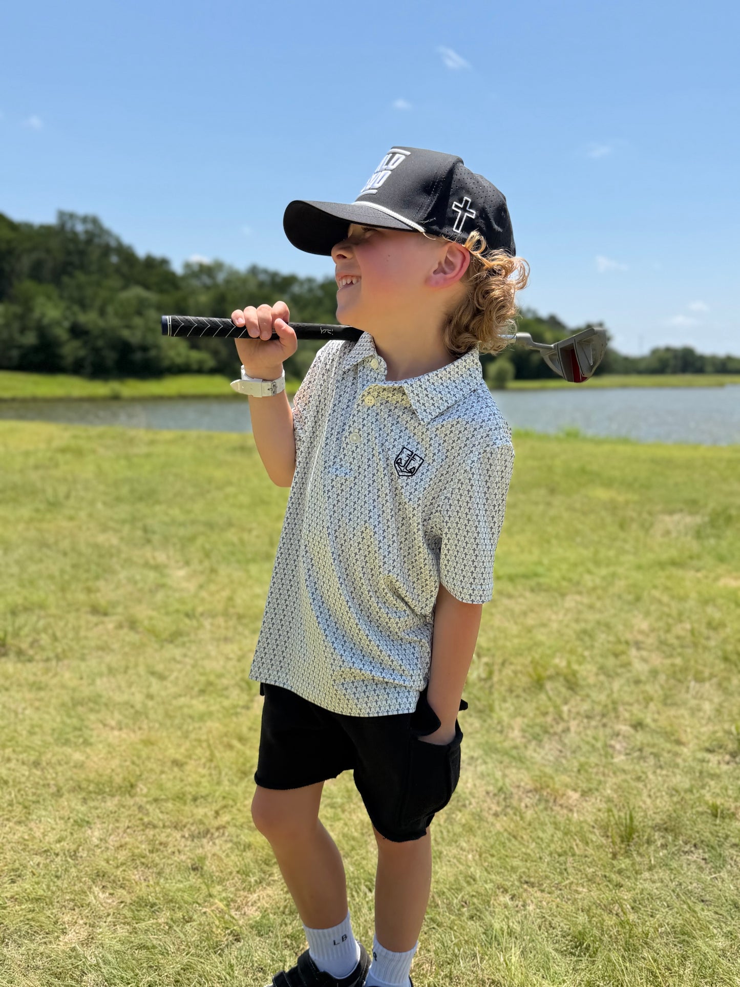 Kids White Cross Polo