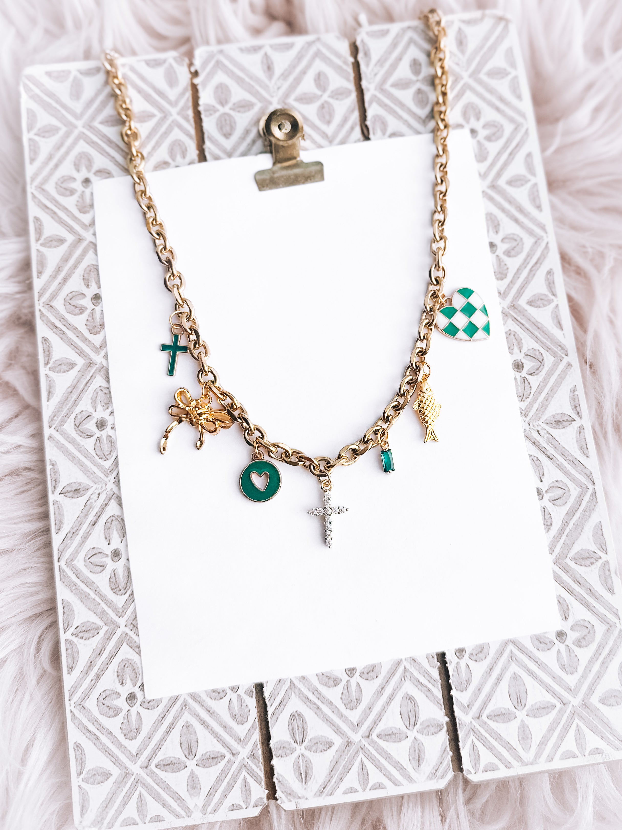 The Hopeful - Green Charm Necklace
