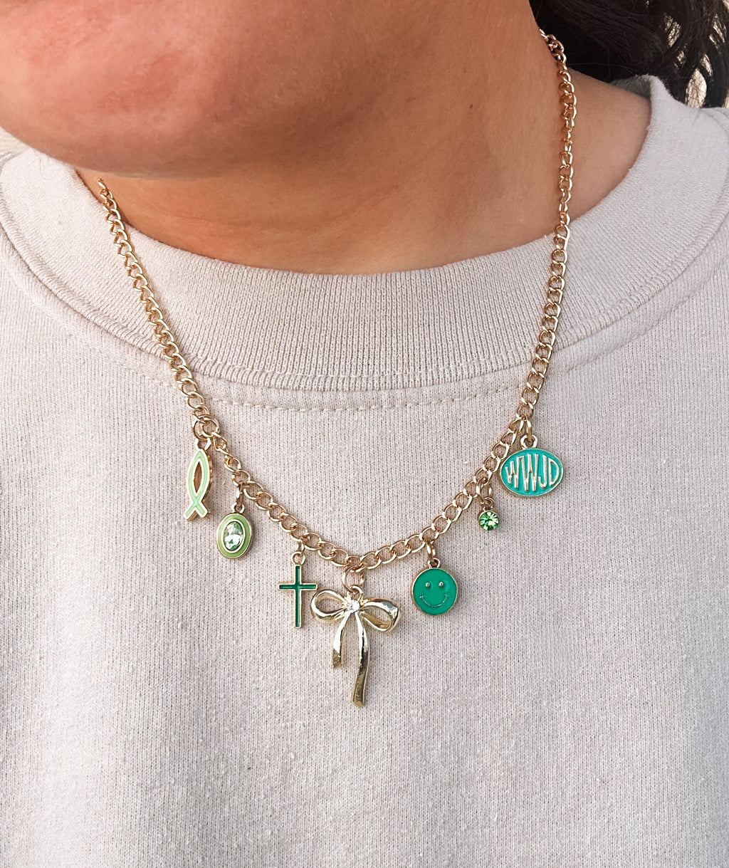 The Peaceful - Green Charm Necklace