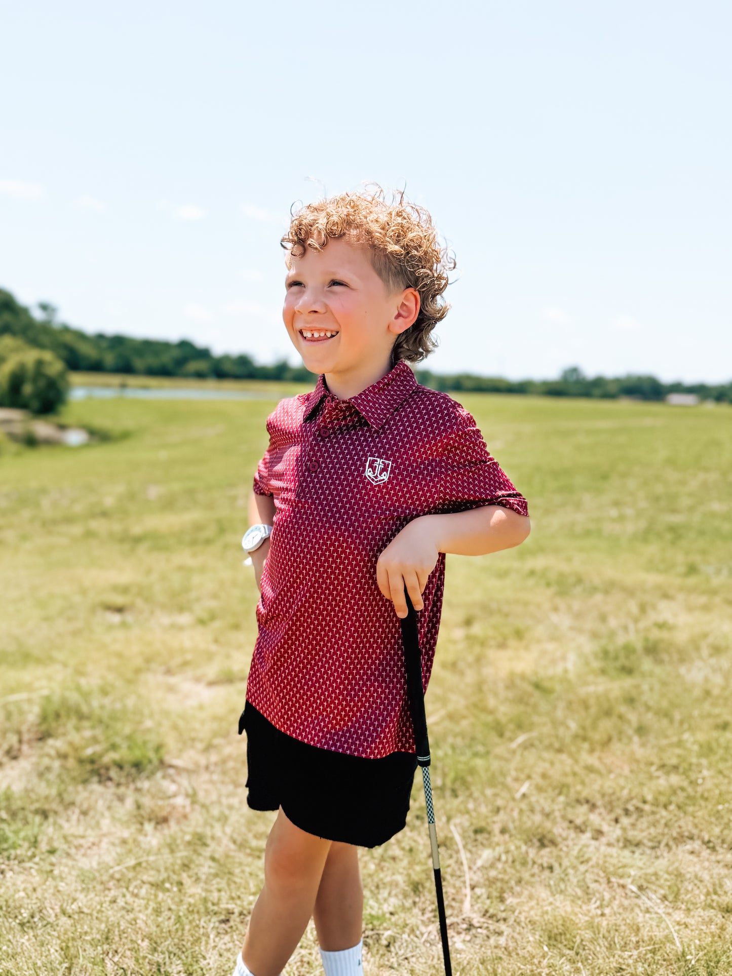 Kids Maroon Cross Polo
