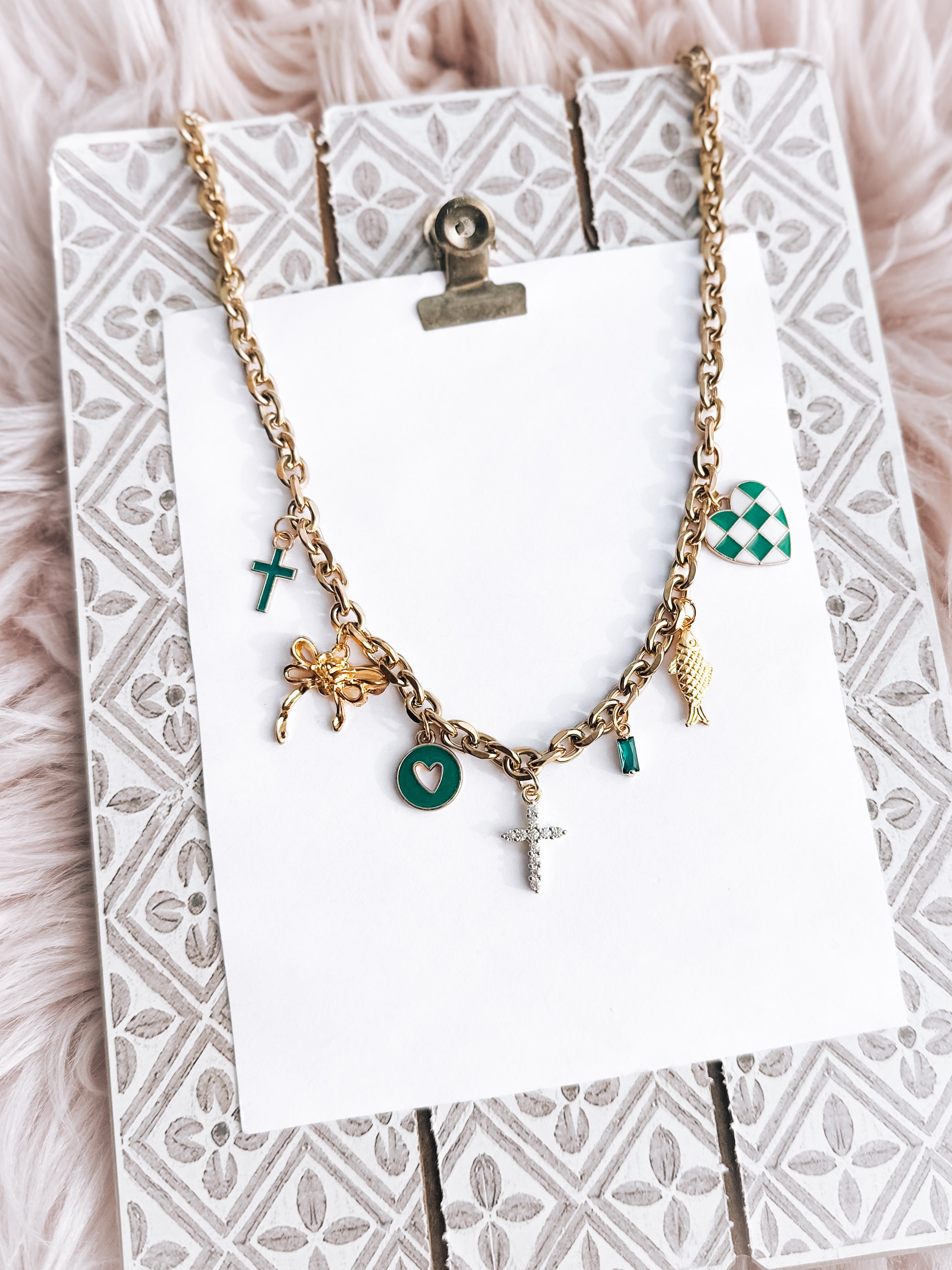 The Hopeful - Green Charm Necklace