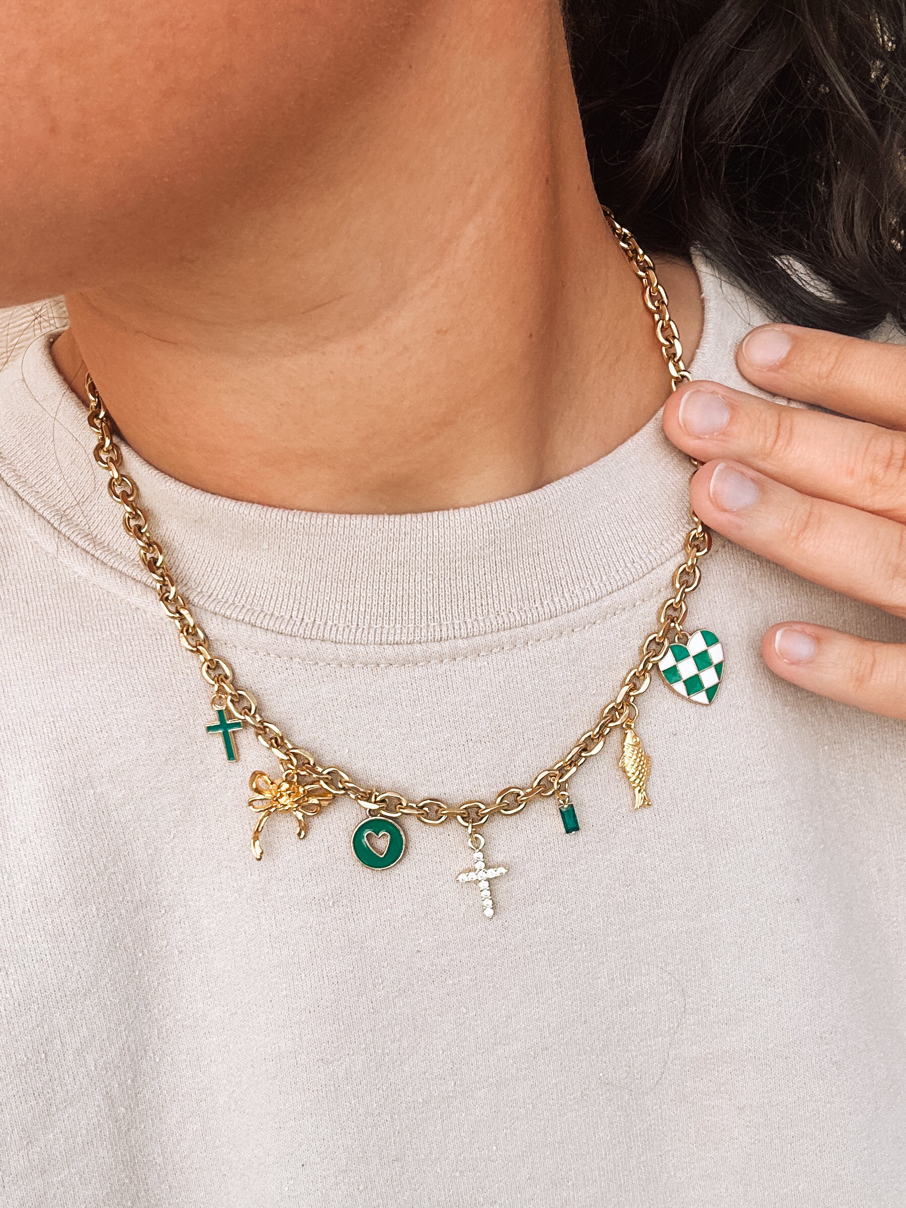 The Hopeful - Green Charm Necklace