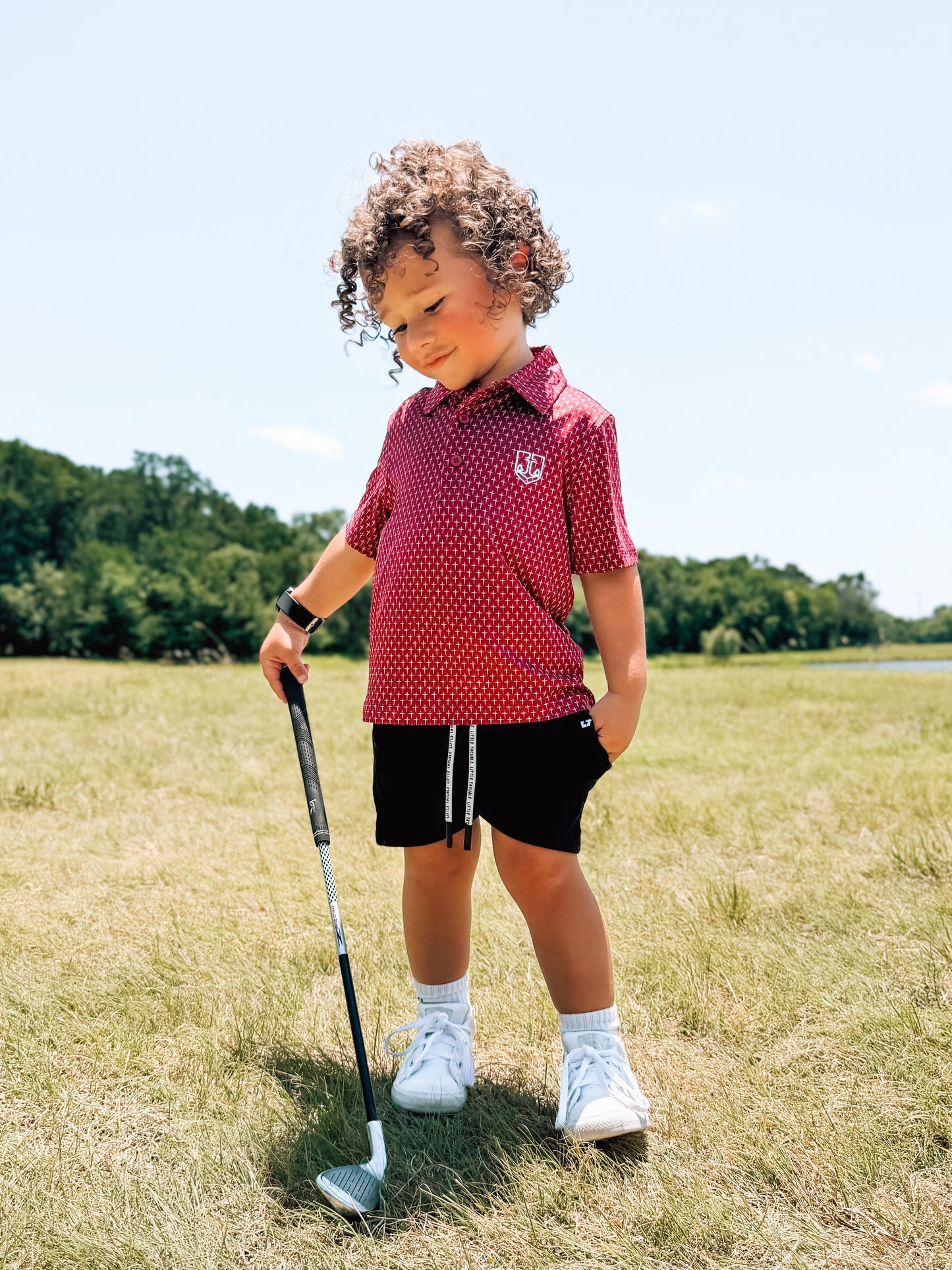 Kids Maroon Cross Polo