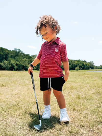 Kids Maroon Cross Polo