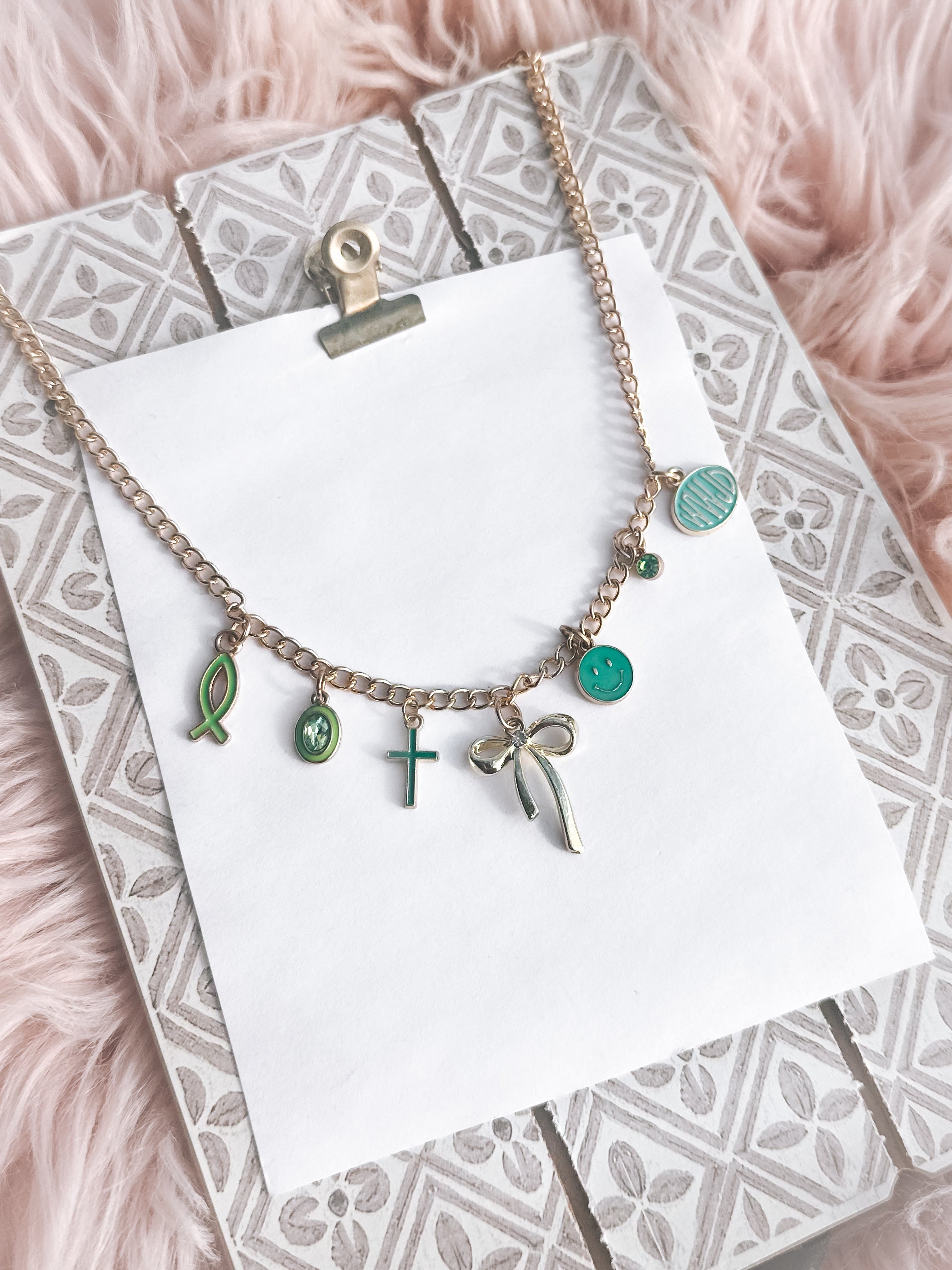 The Peaceful - Green Charm Necklace