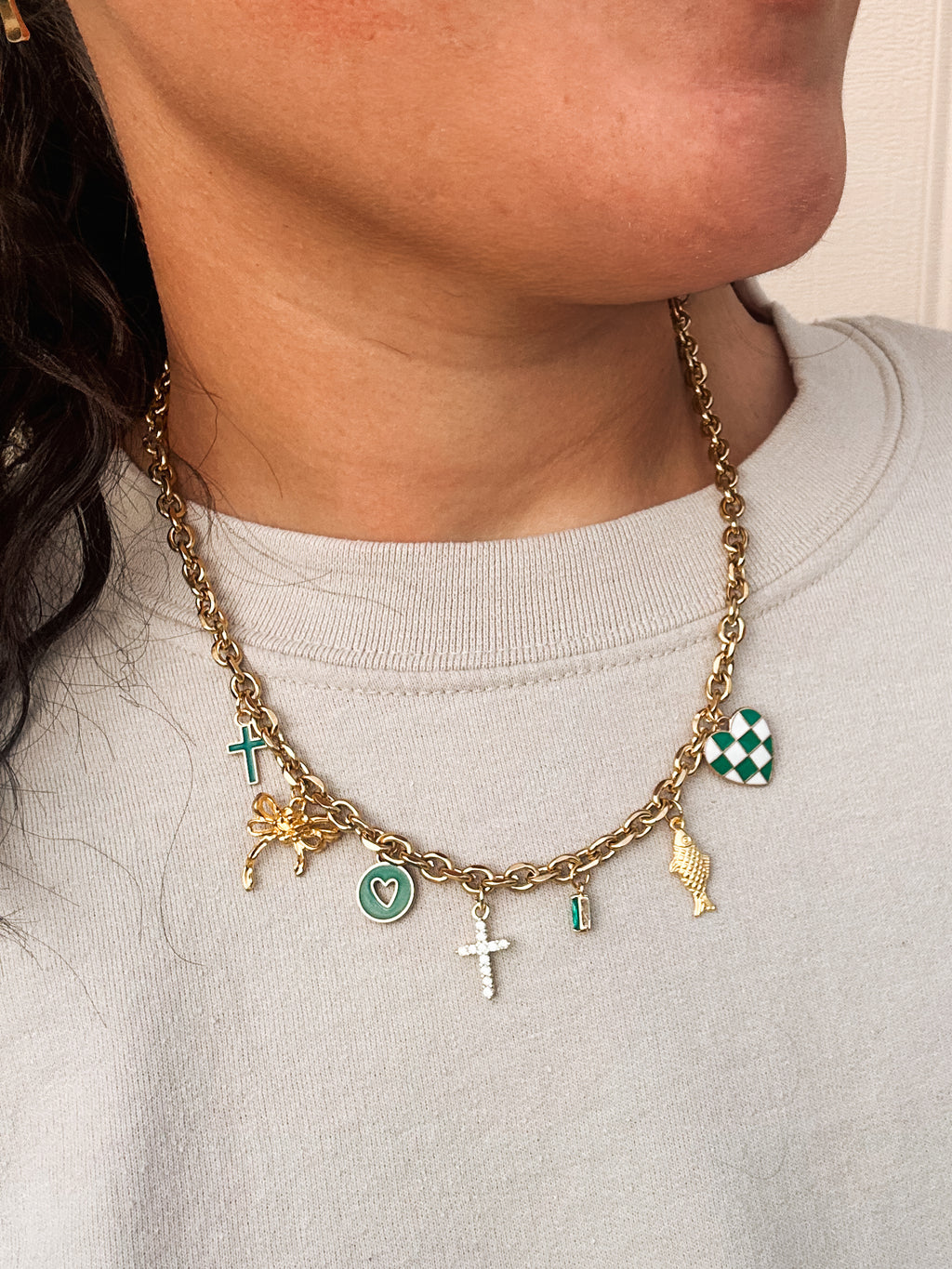 The Hopeful - Green Charm Necklace