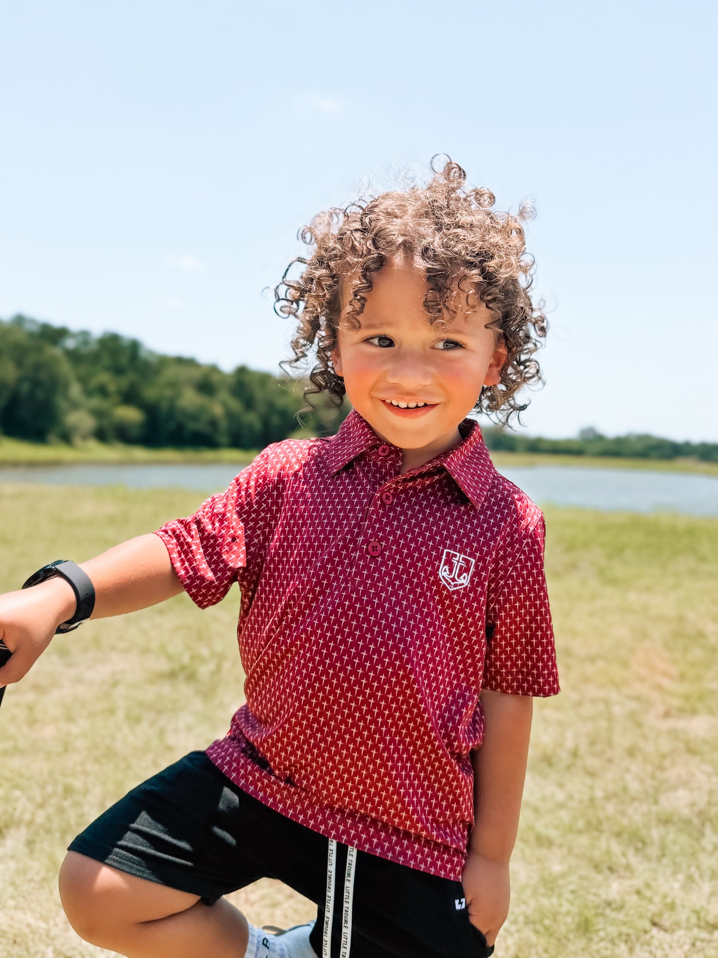Kids Maroon Cross Polo