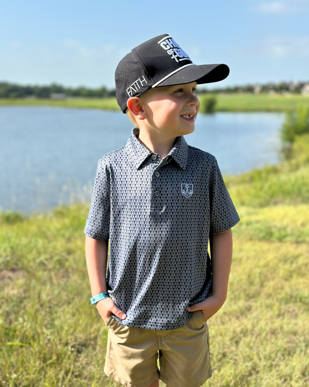 Kids Grey Cross Polo