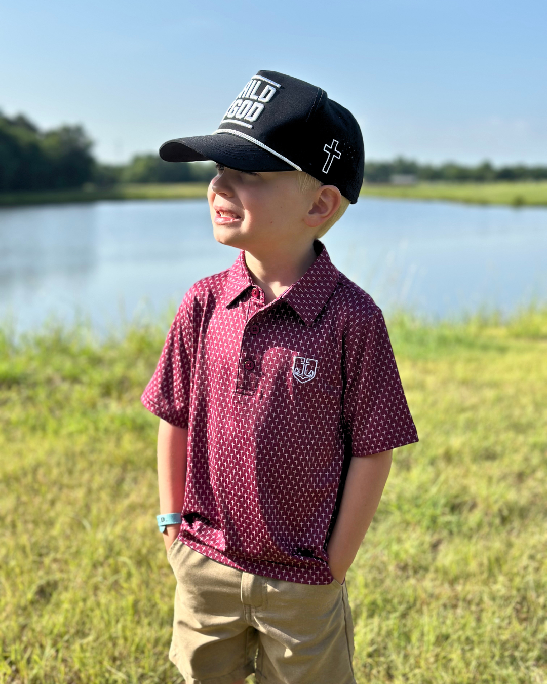 Kids Maroon Cross Polo