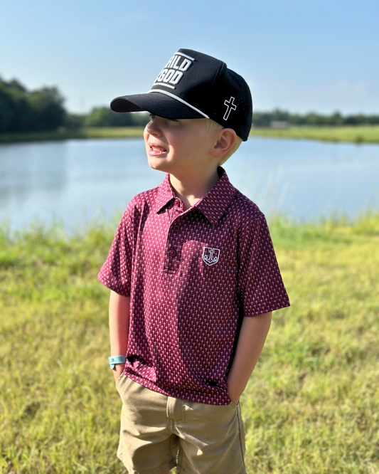 Kids Maroon Cross Polo
