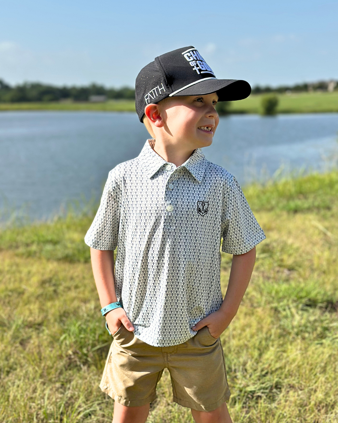 Kids White Cross Polo