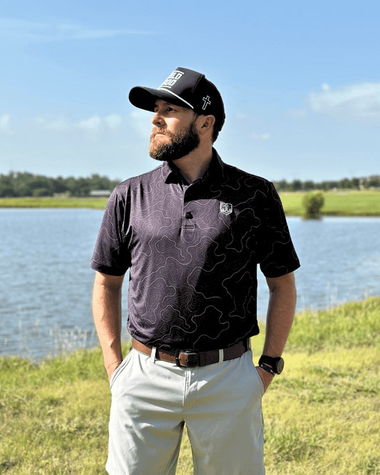 Black Topo Polo - Firmly Anchored Faith