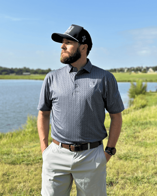 Grey Cross Polo - Firmly Anchored Faith