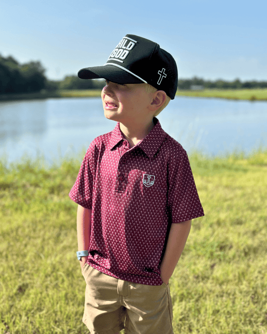 Kids Maroon Cross Polo - Firmly Anchored Faith