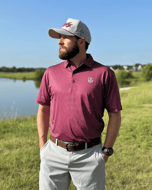Maroon Cross Polo - Firmly Anchored Faith