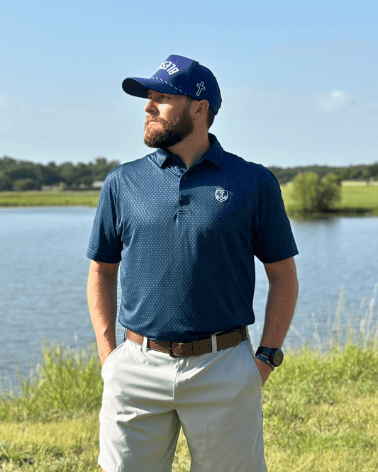 Navy Cross Polo - Firmly Anchored Faith