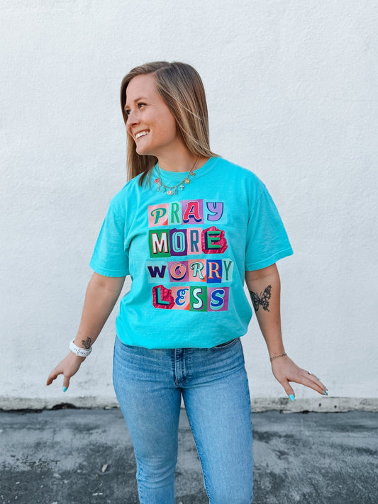 Pray More, Worry Less T-Shirt - Firmly Anchored Faith