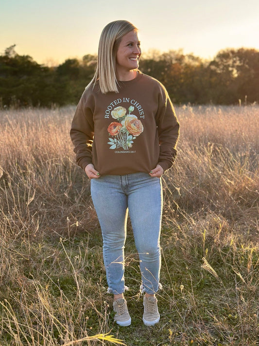 Rooted in Christ Sweatshirt - Firmly Anchored Faith