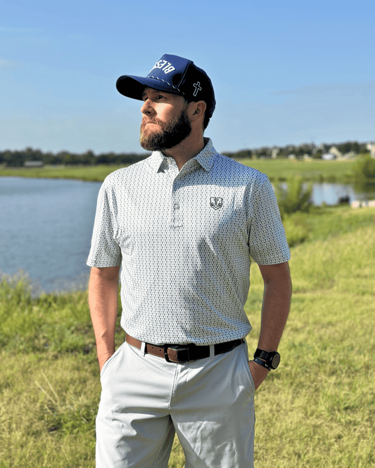White Cross Polo - Firmly Anchored Faith